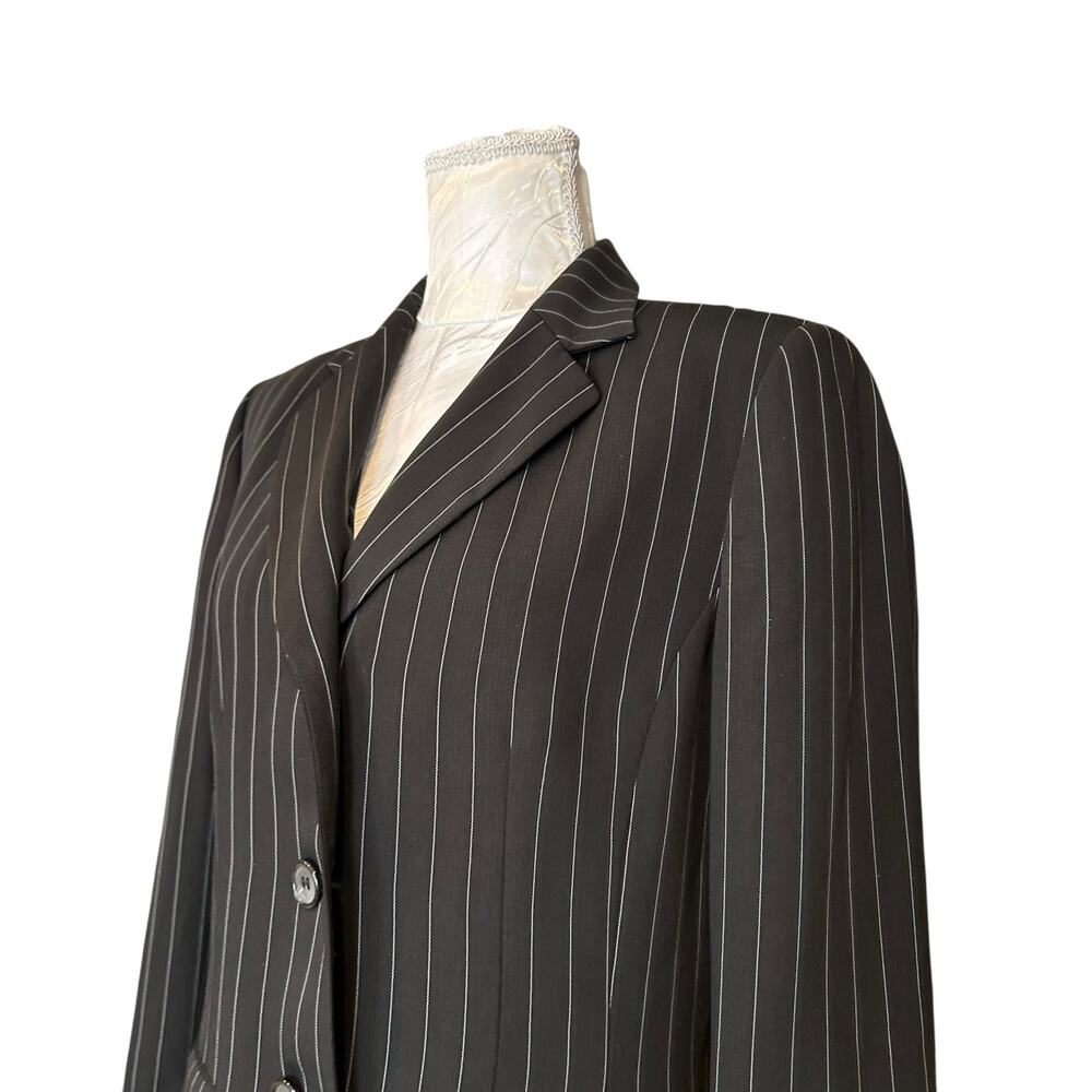 Vintage 90s/Y2K Black White Pinstripe Blazer Sz 8 - Picture 9 of 15